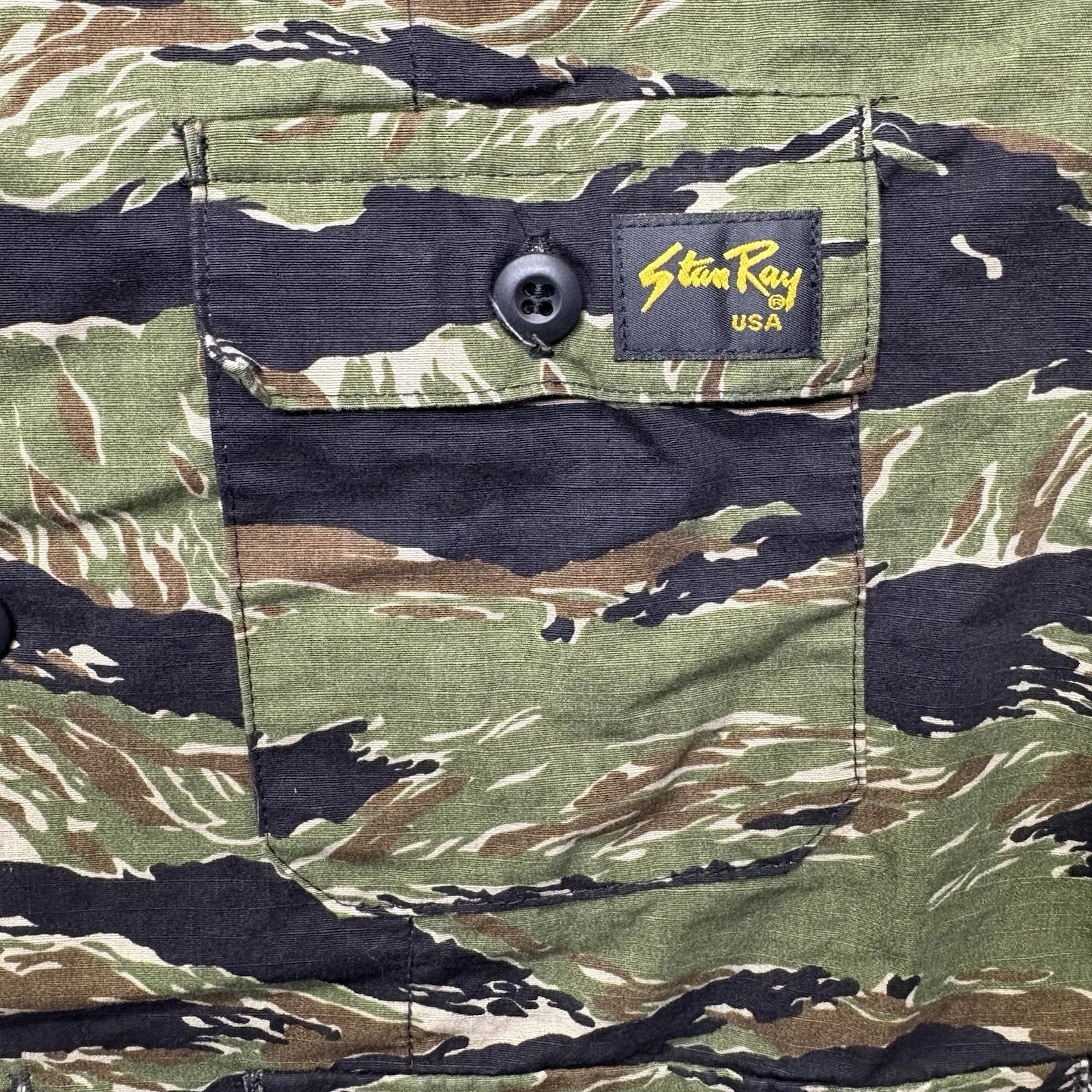 Stan Ray USA Tigerstripe Long Sleeve Ripstop Camo 4 Pocket Button-Up Size Large - product detail image 4