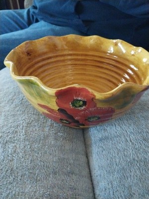 Fluer Roug Red Poppy 9in Bowl The Ambiance Collection 5in Tall Stoneware