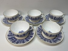 Juego de 5 tazas de té y platillos Coalport similares a Royal Lily Blue & White 6418