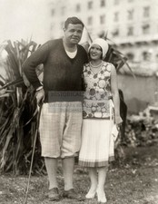 BABE RUTH WITH WIFE CLAIRE HODGSON 1925 8.5X11 CANVAS PHOTO