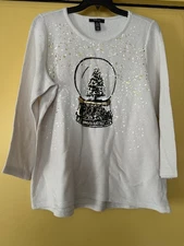 Style & Co. Let It Snow Sweatshirt, Beige, Size 0X plus, NWT
