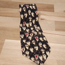 Looney Tunes Tie Taz Tazmanian Devil Brown 100% Silk Made in USA 3.75"