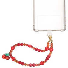 Marble Beaded Phone Wrist Strap, Cellphone Lanyard with Tether Tab, Cherry