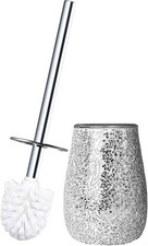 Modern Toilet Brush and Holder Set Mosaic Glass Non-Rustic Stainless Steel