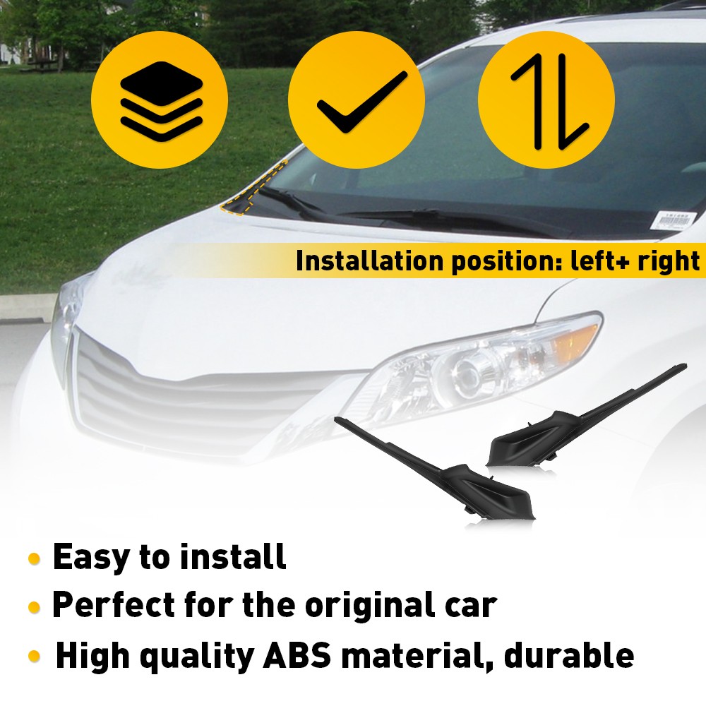 Front Windshield Wiper Side Cowl Extension Cover For Trim 11 -20 Toyota Sienna K