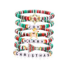 Christmas Bracelets for Women Men Teens Joy Merry Christmas Charms Beaded