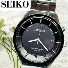 Seiko Solar Radio Wave 7B24 Mens Wristwatch Timepiece wrist 17cm