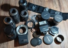 Large Lot Of Camera Lenses Filters Hoya Flash Etc