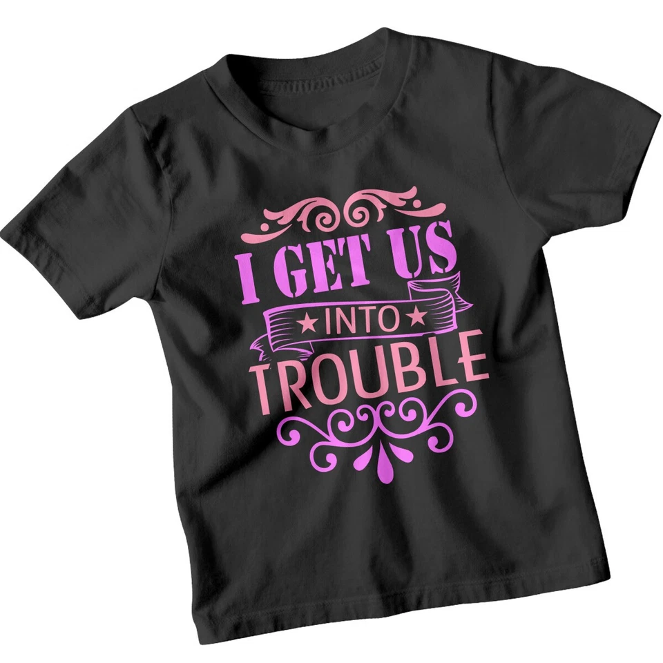 T-shirt garçon fille I Get Us Into Trouble Best Friends Day Bestie assorti #BFD - Photo 1/4
