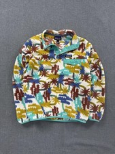 Patagonia Synchilla Snap T Fleece Jacket Womens Small Multicolor Tree Print AOP