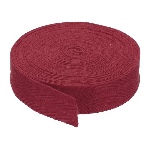1 Zoll Baumwollköperband 10 Yards Baumwolle Schrägband Fischgrätmuster Gurtband dunkelrot - Bild 1 von 6