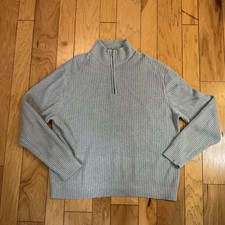 Calvin Klein Sweater Mens XXL Gray Classic Fit Knit 100 Cotton 1/4 Zip Pullover
