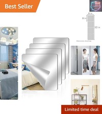 4 Pack Acrylic Mirrors for Wall,8" x 8" Self Adhesive Frameless Small Mirror ...