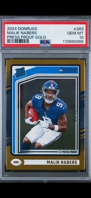 2024 Panini Donruss Rated Gold Rookie Malik Nabers  /50  #383 New York Giants