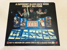 1983 Star Wars Return Of The Jedi Burger King Coca Cola Glasses Store Display