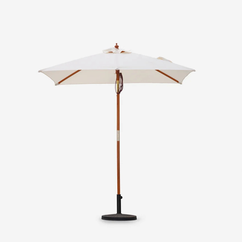 Parasol droit bois anti UV 200x150cm Ormond rectangulaire balcon terrasse