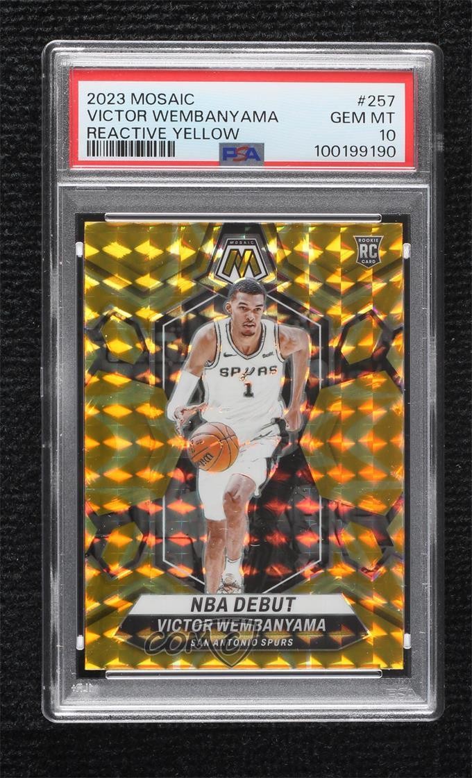 2023 Mosaic NBA Debut Reactive Yellow Prizm Victor Wembanyama PSA 10 GEM MT h3e