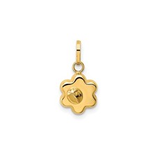 Dije colgante flor Virgen María oro amarillo 14k joyería católica 10,8 mm