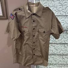 Boy Scout BSA UNIFORM SHIRT Men  s Large Short Sleeve Tan D90