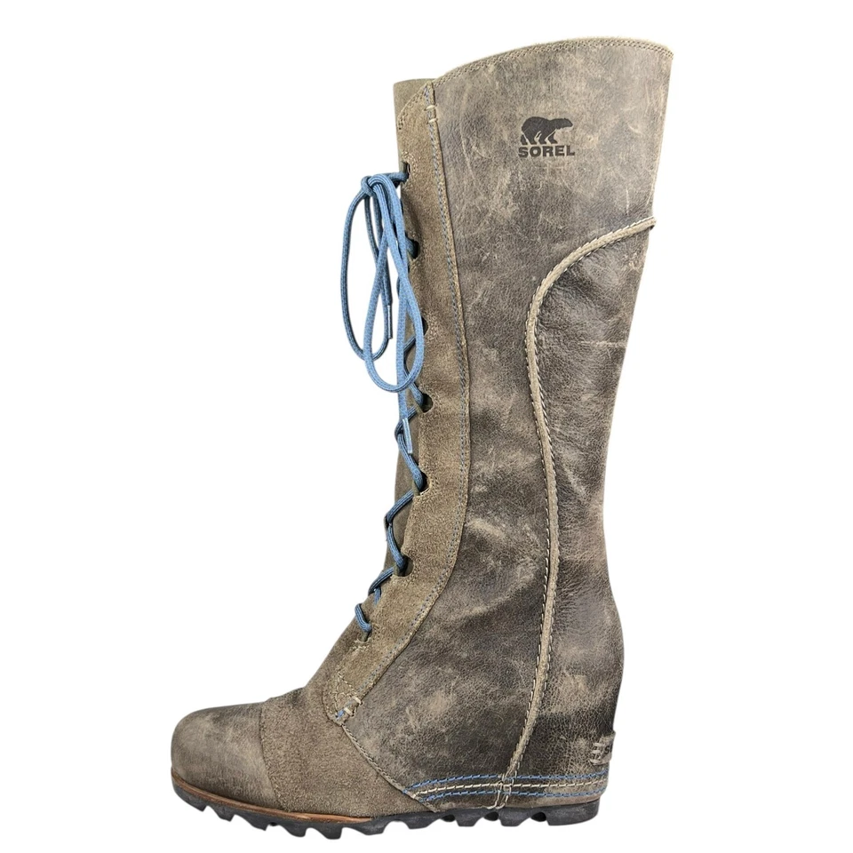 Sorel 女式 Cate The Great 棕色麂皮绒楔形骑行靴,尺寸 US 9 — 第 3/4 张图片