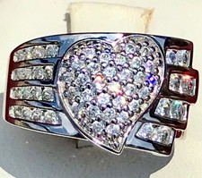 925 sterling silver ring 0.75ct cz sz 8 heart ring vintage 8.95gr