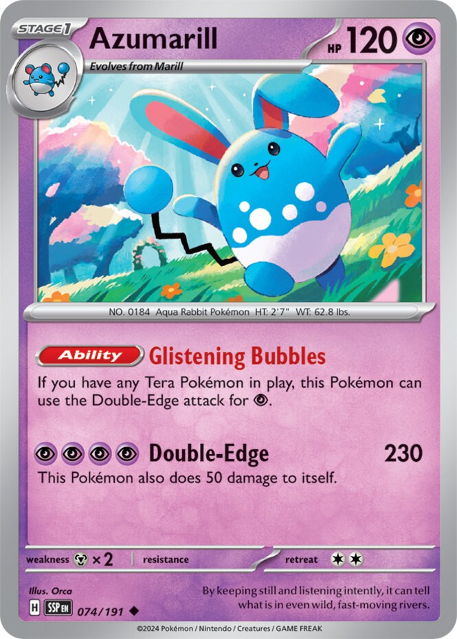 Azumarill - 074/191 - Uncommon (Lp) Surging Sparks - Psychic Pokémon