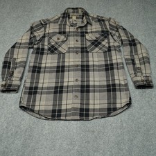 Duluth Trading Co Casual Button-Down Shirt Men  s Black Beige M Cotton Plaid