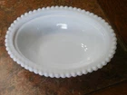 READ - Vtg Milk Glass WHITE Hen Nest REPLACEMENT Bottom ONLY Bead EDGE Basket 7"