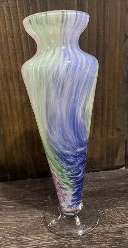 Vintage Murano Hand Blown Lavorazione  Sommerso Vase Pastels Speckled