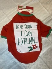 Dog Christmas Costume Red Shirt Size Medium  Dear Santa I Can Explain NWT