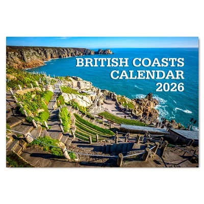 PACKWITH 2026 British Coast Calendar 12 Months A4 Wall Calendar for 2026 Month to View
