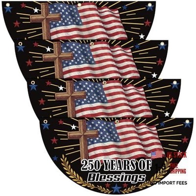 4 Pcs 1.5 x 3 ft 250 Years of Blessings Bunting Flag 4th of July Patriotic