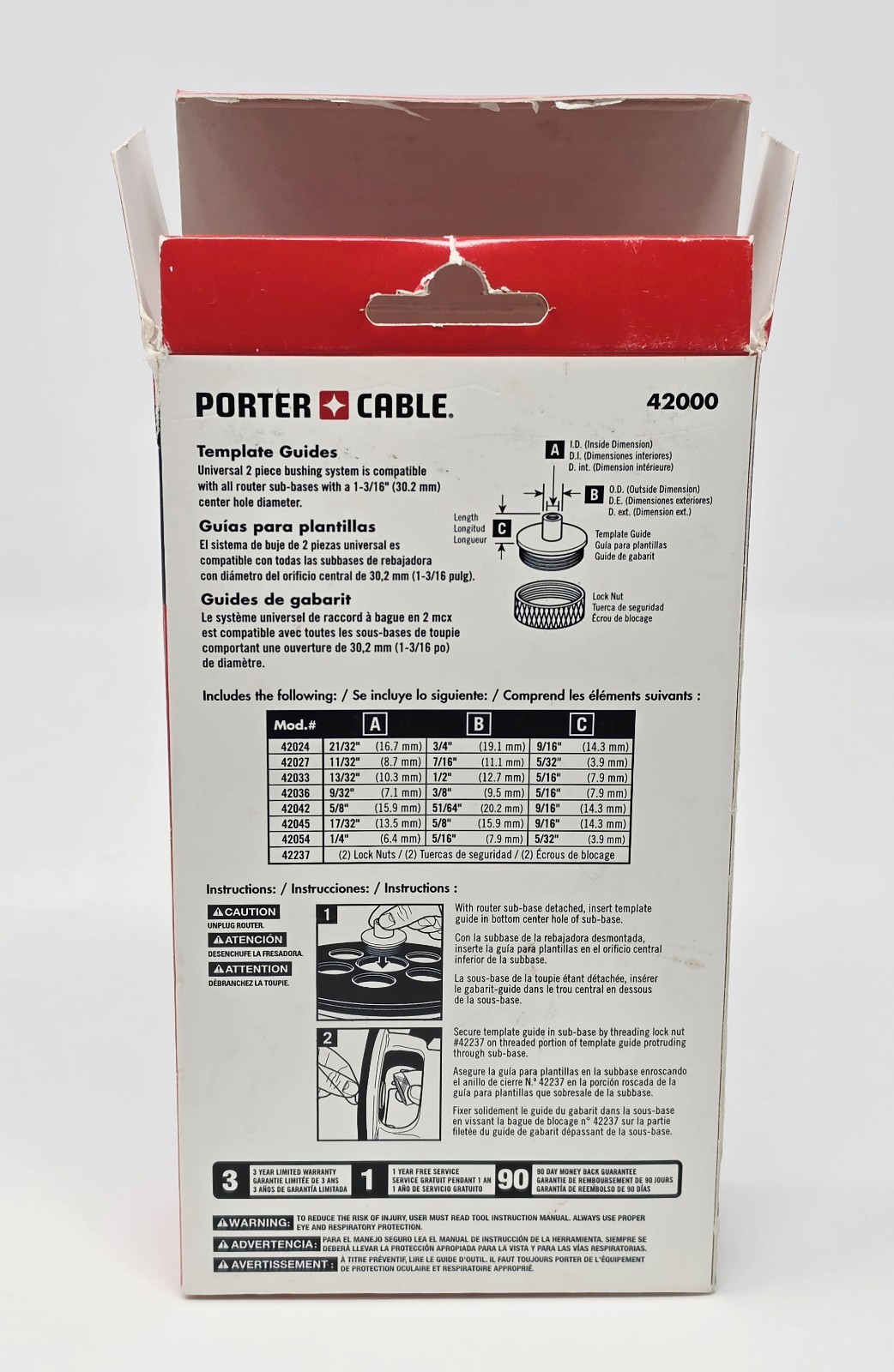 PORTER CABLE 9 Piece Router Template Guide Set w/ Case - 42000 ...