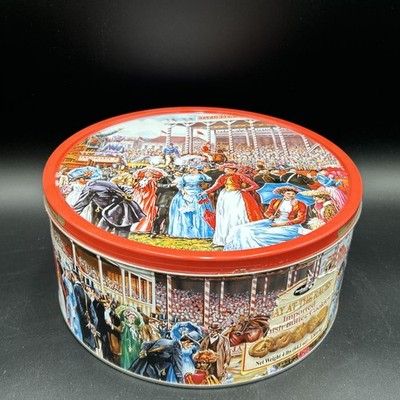 Large Jacobsen's Danish Butter Cookie Tin EMPTY ''A Day At The Races'' Graphics