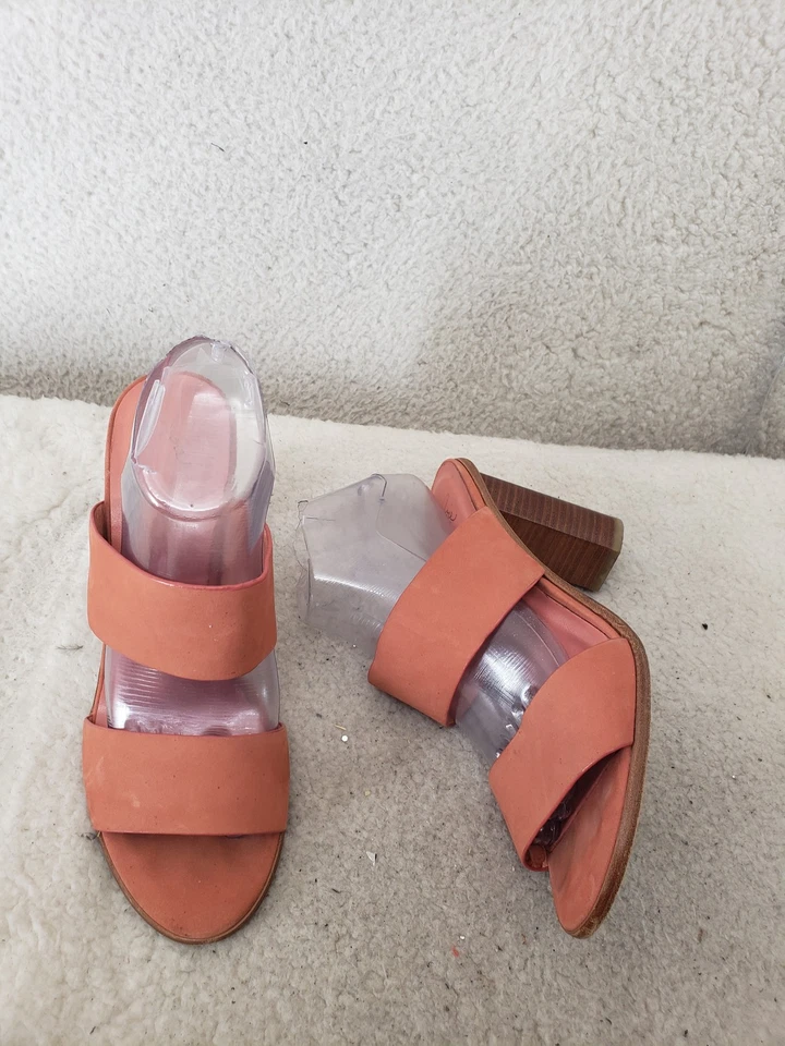 Женские сандалии Joie 40 розовые кожаные на блочном каблуке с двумя ремешками без шнуровки нарядные туфли - Изображение 4 из 4