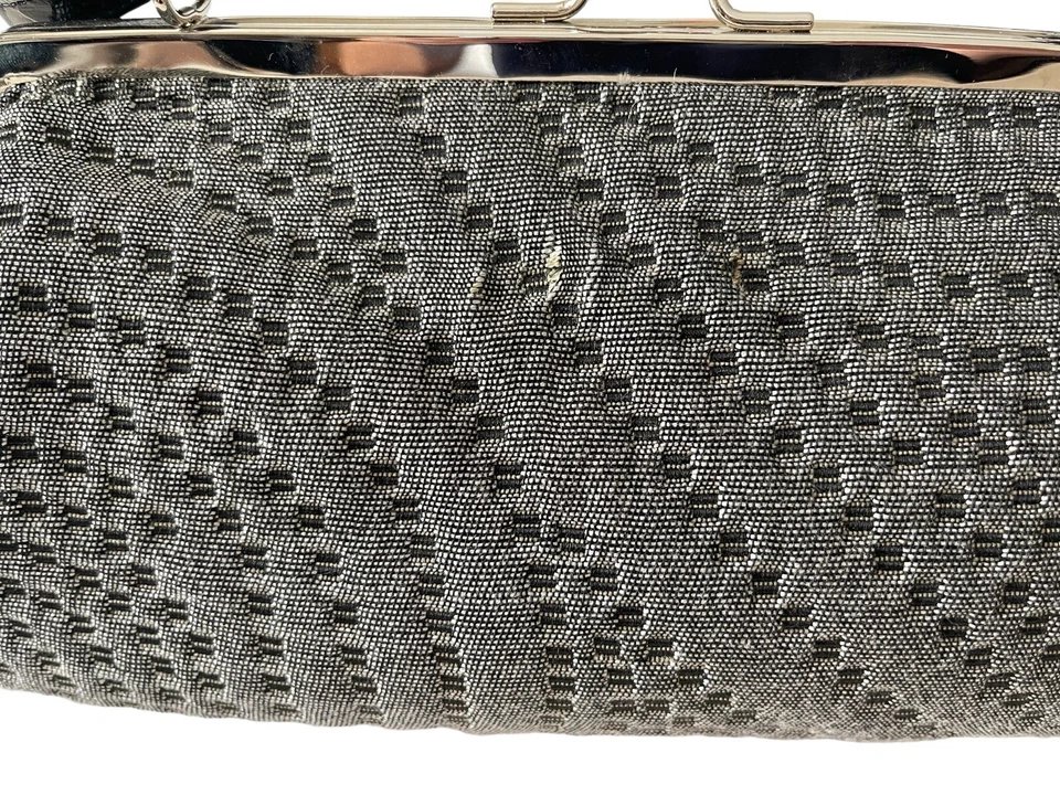 Glenda Gies Gray Black Jackie Purse Abstract Pattern Handbag Polka Dot Inside - Image 4 of 4