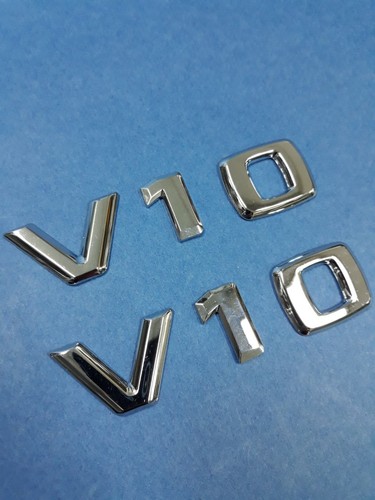Two Sets * V10 * Chrome Emblem Badges For BMW M5 M6 Audi R8 Porsche GT ...