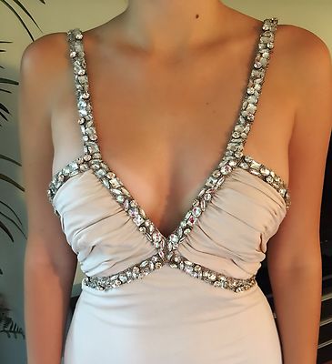 NEW AZZARO COUTURE ICONIC SEXY EMBELLISHED DRESS FR 36 US 4