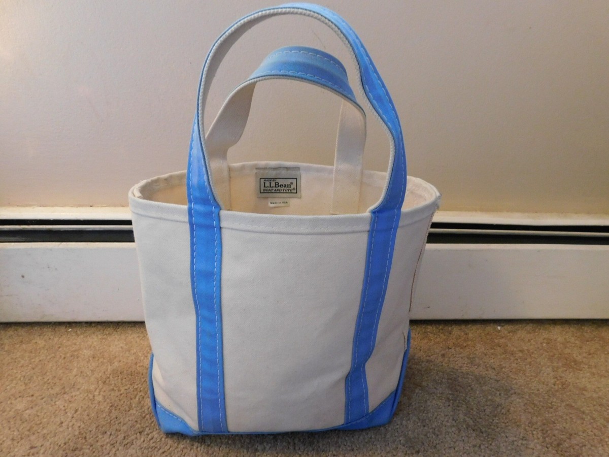 Vintage LL BEAN Boat and Tote Small Bag 11” X 9" x 6” Light Blue USA  Made