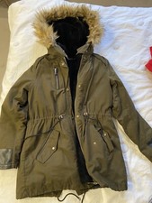 Stradivarius Parka Winter Coat Khaki Size S