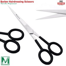 Barber Hair Cutting Scissors 6.5" Silver Stainless Shears with Black Rings