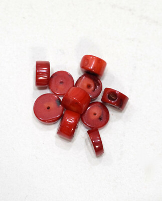 Beads Chinese Red Coral Discs 10mm 