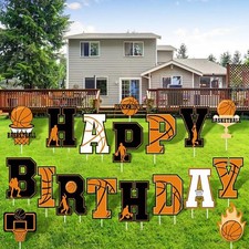 18 Pcs Happy Birthday Yard Signs with Stakes Lawn Decorations Themed Party...