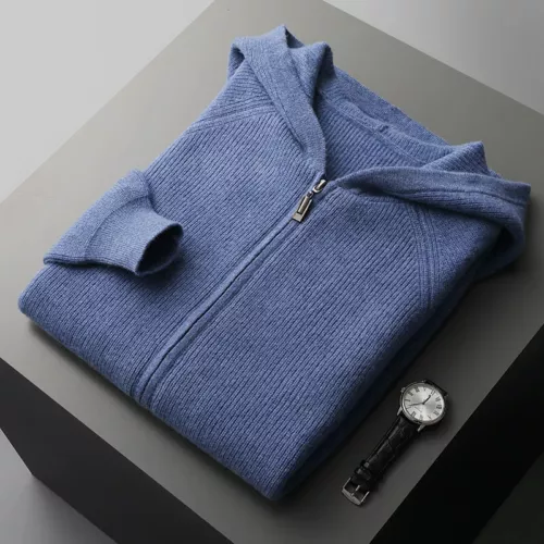 Cardigan uomo puro cashmere con cappuccio autunno maglia giacca maglione spesso tempo libero - Foto 5 di 27