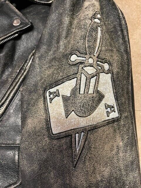 Vintage North Beach Leather Jacket Skull Dagger Cards Vintage North Beach Leather Jacket Skull Dagger Cards