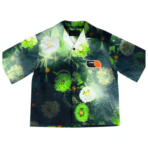 Prada Green Floral Bowling Shirt Double Match Large | eBay