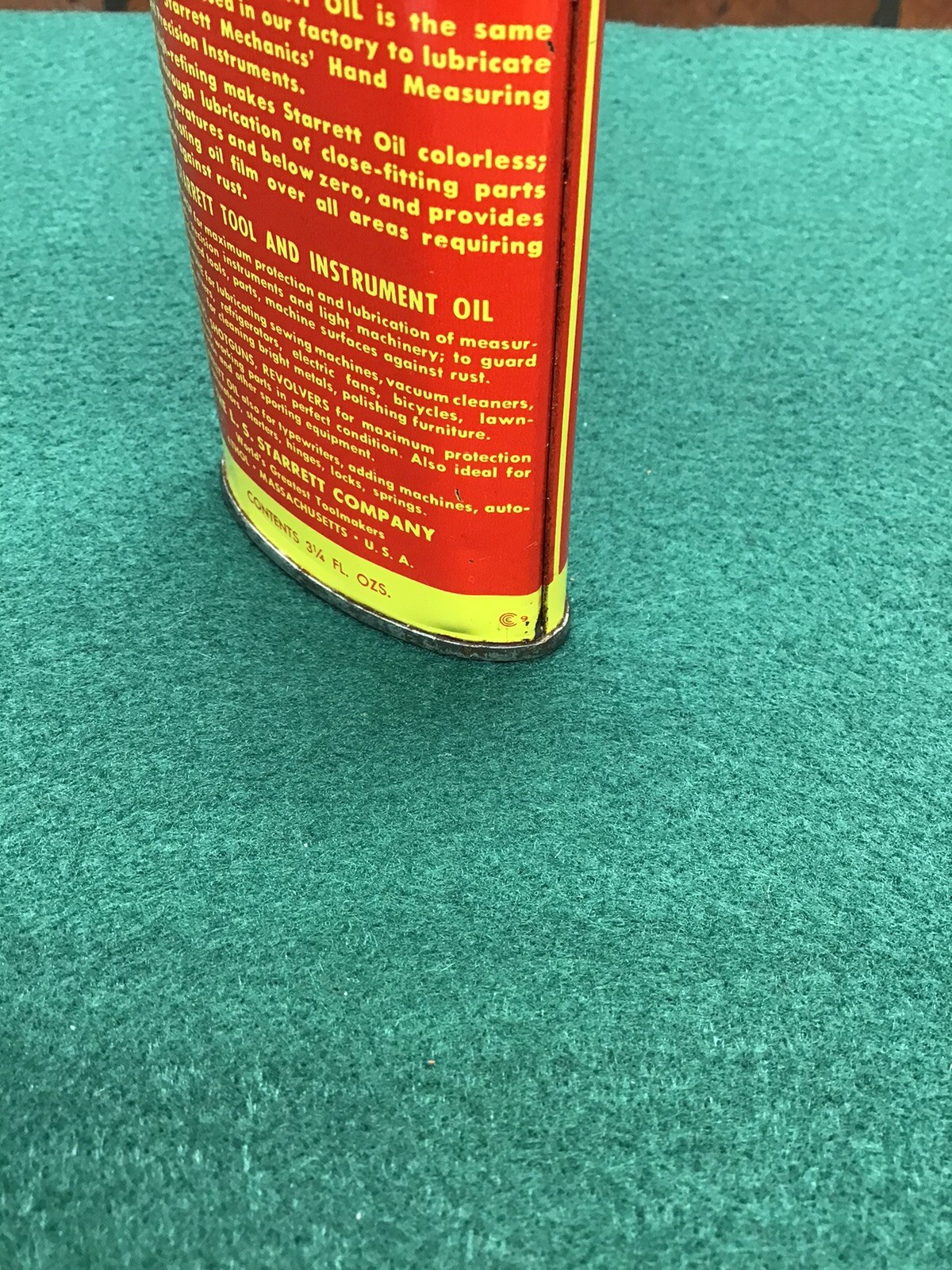 Vintage Starrett Tool And Instrument Oil Can Lead Top 1950’s ? RARE