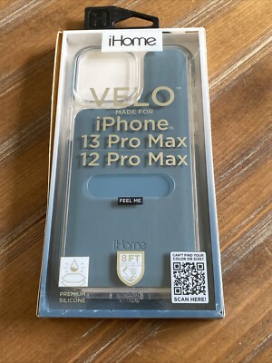 iHome Silicone Velo Case for iPhone 12 Pro Max, 13 Pro Max Blue/Clear