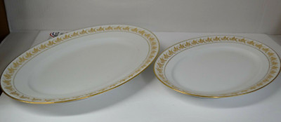 2 Vintage Richard Ginori Oval white with gold Platters Plate 16