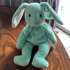 Vintage 1996 Ty Beanie Baby Hippity the Green Bunny Plush Toy